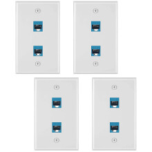 4 Pieces 2 Port Ethernet Wall Plate, RJ45 Cat6 Female to Female Jack Inline Coupler Face Plates