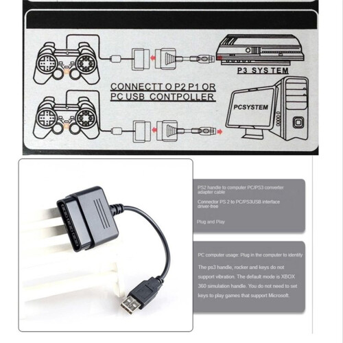 USB Adapter Converter Cable for PS2 Dualshock Joypad GamePad to PS3 PC USB Games Controller Adapter Converter Cable 1