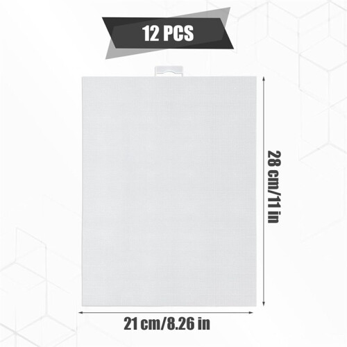 12Pcs 14 Count Plastic Mesh Canvas Sheets, 11x8.2 Inch White Needlepoint  Canvas Plastic Grid Sheet 2