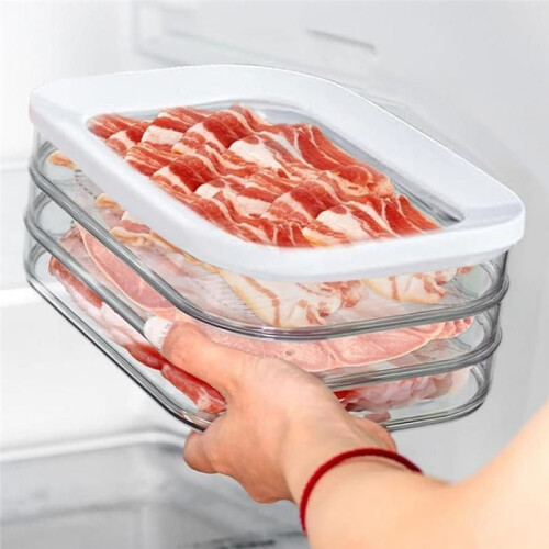 Lunch Meat Container for Refrigerator Bacon Preservation Box Bacon Storage Keeper Food Storage Solution Detachable 2