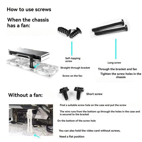 GPU Support Frame Adjustable GPU Brace Prevent Sagging Video Card Support Bracket for Chassis 12cm Fan Position White 2
