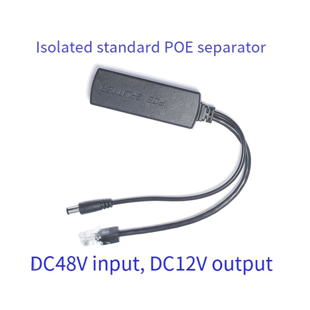 Gigabit Poe Splitter 10/100Mbps Poe Splitter Output 12V Power Over Ethernet Ieee 802.3Af For Ip Came Black 4713184342823