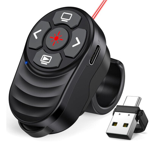 Rechargeable USB Type C Wireless Presentation Clicker, Finger  Presentations Powerpoint Clicker with Light Pointer 1