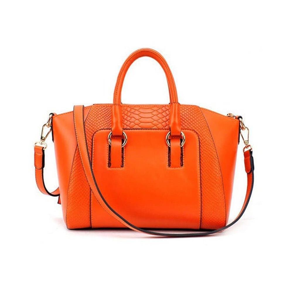 (Orange) Street Large Fashion Shoulder Bag Crocodile Texture Compartments Women Zipper