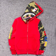 (Red,L)Bape Haikopf Langarm Hoodie Cartoon Oberteil Kleidung Mantel Mode einfach