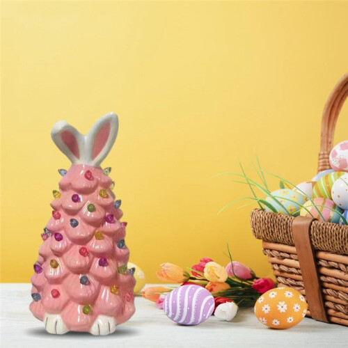 Easter Bunny Tree Decorations,Light  Easter Bunny Tree with Colorful Lamp Beads, Operated Artificial B
