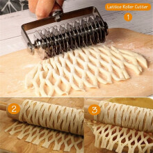 Stainless Steel Lattice Cutter, Dough Lattice Roller Cutter Baking Tool Cookie Pie Pizza Bread Pastry CrustRoller