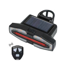 Luz Traseira Solar para Bicicleta com Piscas, Aviso, Luzes de Bicicleta Recarregáveis Por USB, Controle Remoto Sem Fio, Luz Traseira para Bicicleta