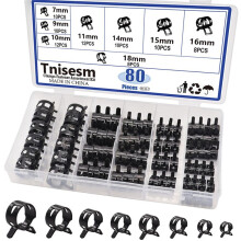 80-Teiliges Sortiment An Federband-Schlauchschellen, Silikon-Vakuumschlauchschellen, 7 mm, 9 mm, 10 mm, 11 mm, 14 mm, 15 mm, 16 mm, 18 mm