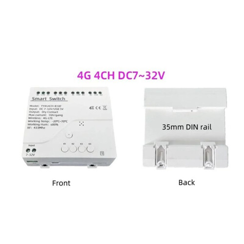 Tuya   4G LTE Relay with RF 433Mhz  GSM  APP Wireless Control 4G 4CH Remove Controller  7-32V 1