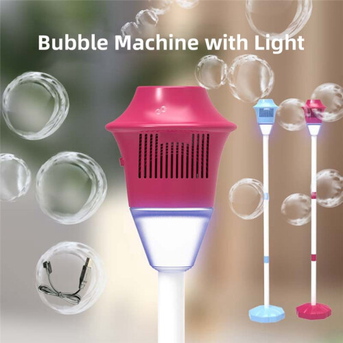 Automatic Bubble Machine with Light Vertical Bubble Machine for Birthday Outdoor Wedding Christmas Parties Red 1