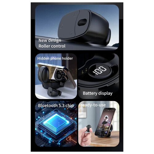 JX-12 Roller Fingertip Ring Remote Control Wireless  Mobile Selfie Mice Video Automatic Page Turner Browsing 2