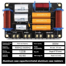 Three-Way 800W Professional Speaker High Power Splitter 900Hz/3600Hz Stage Home Theater 3-Unit Audio Crossover Filter