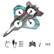 Avion Télécommandé RC 2,4 G, Six Avions en Mousse EPP avec LED, Jouet Volant Simple pour L'Intérieur et L'Extérieur, Cadeau pour Enfants, Bleu