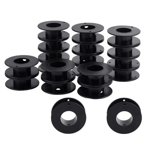 20pcs Empty Spools, 2.1x0.7 Inch Plastic Thread Spools Ribbon Spools Black  Spools Wire Spool Weaving Bobbins