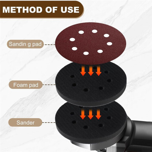 5 Inch 8 Holes Soft Density Interface Pads Hook and Loop Sponge Cushion Buffer Round Backing Pad Foam Sanding Pads 4Pack 2