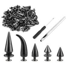 50 Juegos de Puntas de Cono de Forma Mixta Kit de Remaches de Tachuelas para Estilo Punk Accesorios de Ropa DecoracióN Artesanal DIY