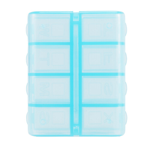 Plastic Rectangle 8 Compartments 7 Days Medicine Pill Box