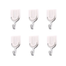 6 pieces Wall Door Hook Towel Holder Self-adhesive Bathroom Kitchen Glue Hook white