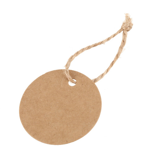 50Pcs Round  Gift Tag with Hemp Cord 2