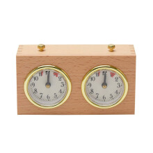 Wooden Mechanical Chess Clock with Accuracy Timing, Analog Tournament Game Timer Battery