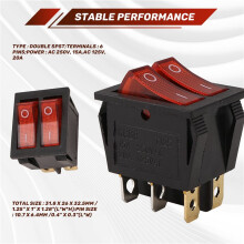 RöTt Ljus Upplyst 6-Stift Dual SPST PÅ/AV BåTvippströMbrytare AC 15A/250V 20A/125V