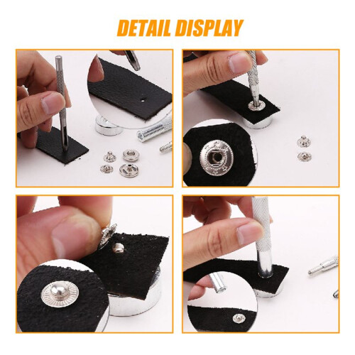 25pcs silver + 25 pcs bronze 10mm Snap Button Metal + tool set for leather handbags 2