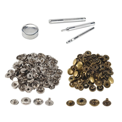25pcs silver + 25 pcs bronze 10mm Snap Button Metal + tool set for leather handbags