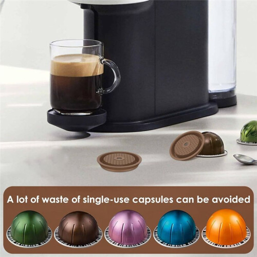 2Pcs Reusable Coffee Capsule Lids for , Refillable Vertuo Coffee Capsules Discs with Aluminum Foil 2