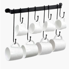 Soporte para Tazas de Café para Pared: Ganchos para Colgar Tazas de Barra de Café Negra 17 Pulgadas, Organizador de Almacenamiento para Estante
