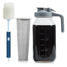 Bocal Mason 64Oz pour CafetièRe à Infusion Froide, Couvercle à Bec Rabattable en Verre éPais et Durable avec PoignéE
