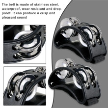 2PCS Foot Tambourine Percussion, Musical Instrument Percussion Pedal with Steel Jingle Bells - Black