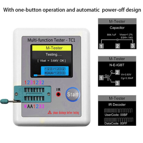 TC1 1.8 Inch TFT LCD Display Multimeter Transistor Tester Diode Triode Capacitor Resistor Test Meter