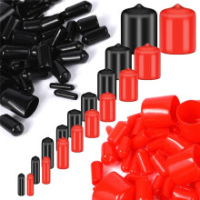200 Pieces Rubber End Caps Flexible Screw Cap Thread Bolt Protector Caps Covers Black Red Plastic Screw Caps in 9 Size