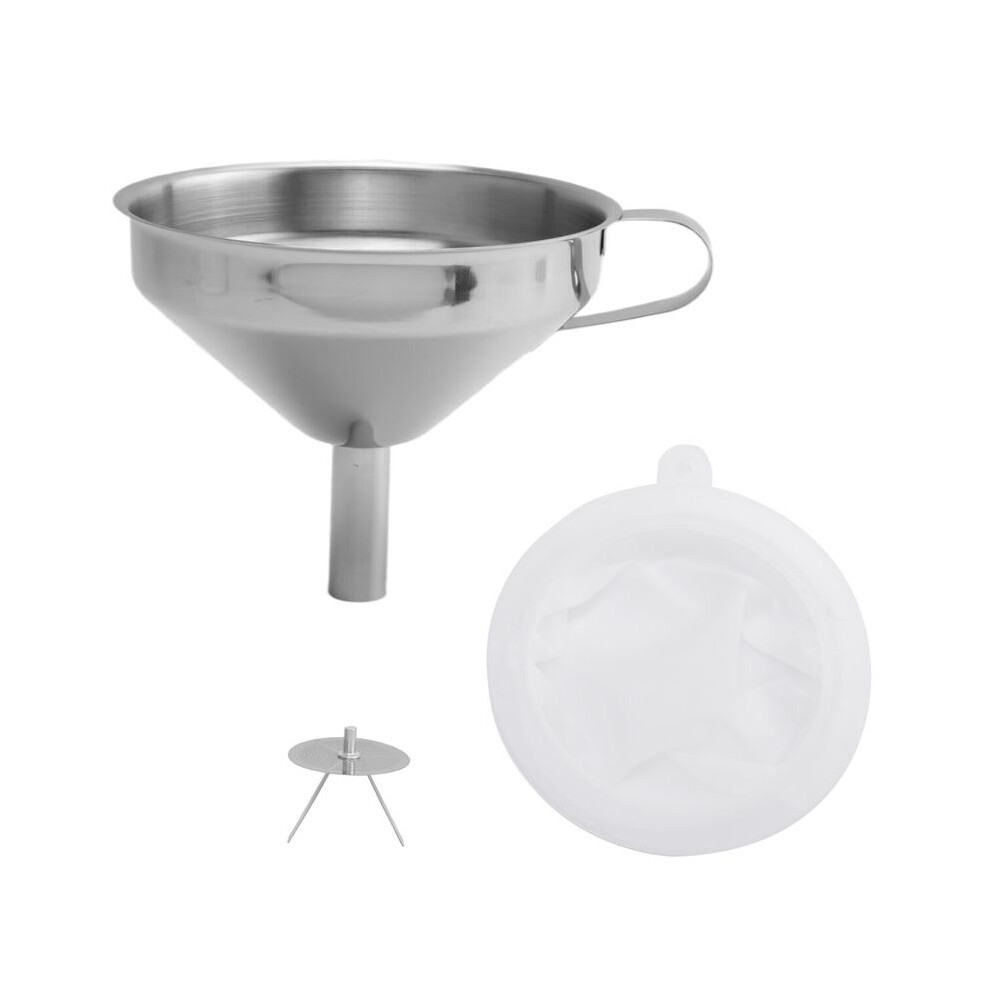 5.1 Inch 304 Stainless Steel Kitchen Funnel With 200 Mesh Food Filter Strainer For Transferring Liquids, Oil, Making Jam 4713492624918