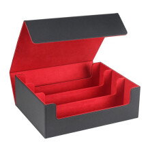 1800+ Kartendeck-HüLle für Sammelkarten, Magnetische Karten-Aufbewahrungsbox, Oben Seitlich Ladbare Deck-HüLle, Spielkarten-Box, Schwarz + Rot