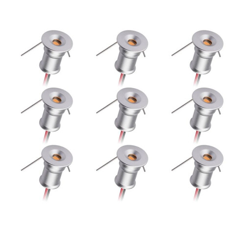 Downlight DC12V 1W 3000K 9 Pack Silver Shell, Used for Indoor Wardrobe Lighting, Cabinet Lighting, Artwork Light