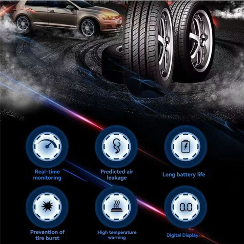 USB Android Kabelloses TPMS Reifendruckkontrollsystem 5V für Navigation Autoradio Display Alarm Extern 2
