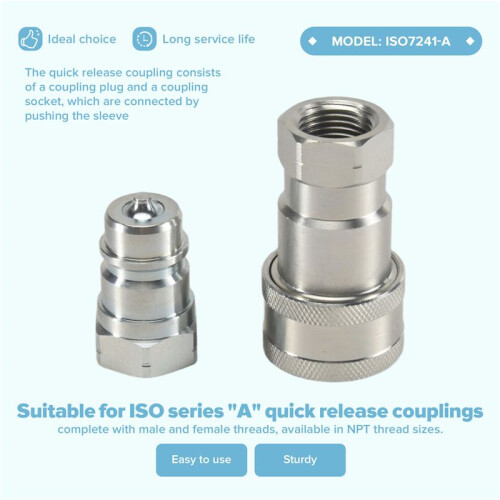Quick Release Fitting ISO7241-A NPT Hydraulic Coupling Connector 1/2Inch Quick Change Interface 2