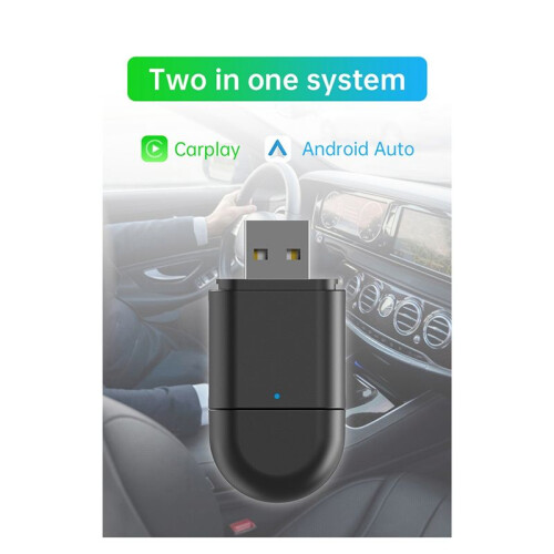 2-in-1 Wireless Carplay Android Auto Adapter  AI Box Dongle Support USB&Type-C Wired to Wireless Adapter 2