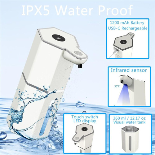 Automatic Soap Dispenser Touchless Foaming: Rechargeable Soap Dispenser Foam Wall Mounted for Bathroom