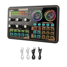 Carte D'Effets Sonores, Interface Audio, Carte Son en Direct pour Microphone PC, MéLangeur Audio pour Karaoké, Jeux