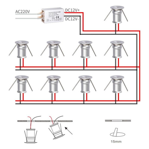 Downlight DC12V 1W 3000K 9 Pack Silver Shell, Used for Indoor Wardrobe Lighting, Cabinet Lighting, Artwork Light 1