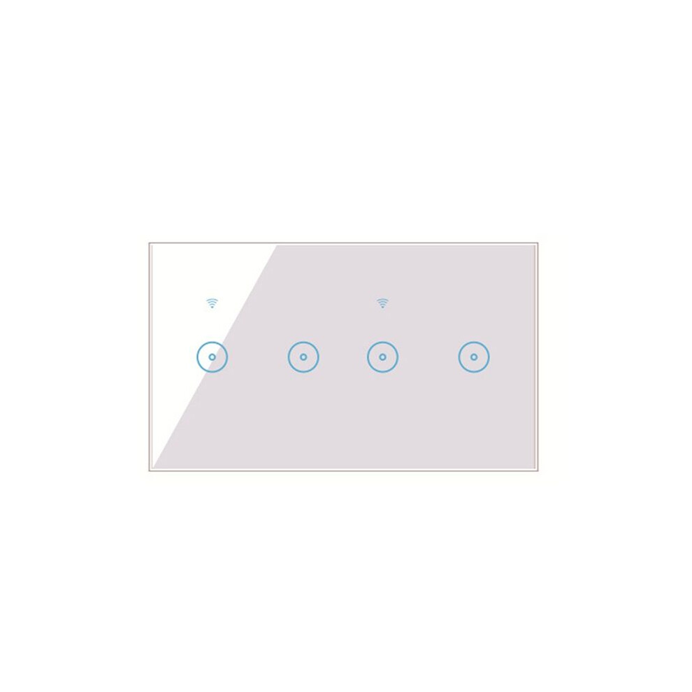 Wifi Wall 10A Glass Touch Panel Wireless Interuptor 4 Gang Wireless Remote Control (White) Light/White 4713958078484