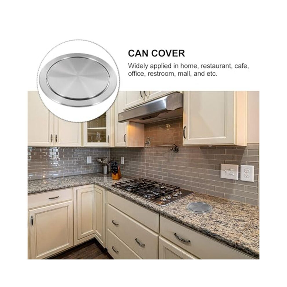Semoic Trash Can Lid Simple Trash Grommet Embedded Countertop Round Cover Swing Flap Trash Bin Lid For Kitchen Bathroom Office