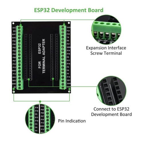 Placa de Fuga ESP32 GPIO 1 em 2 CompatíVel com NodeMCU-32S Lua 38Pin Placa de ExpansãO GPIO 1