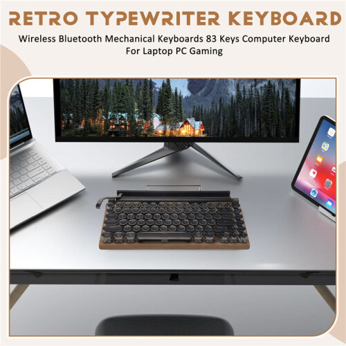 Retro Typewriter Keyboard Wireless  Mechanical Keyboards 83 Keys Computer Keyboard for Laptop PC Gaming 1