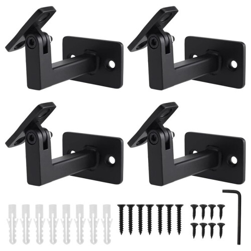 4 Pcs Adjustable Handrail Brackets, Stair Railing Brackets , Hand Rail Brackets for Stairs, Wall Mounted Brackets 1
