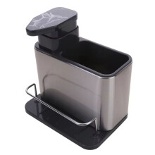 3-in-1 Keukenzeepdispenser met Sponshouder, Roestvrijstalen Gootsteenorganizer, Roestvrije Afwaszeepdispenser