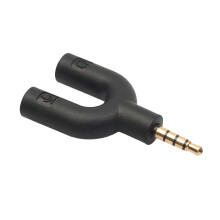 Adaptador Tipo U Dual 3.5 MM Auriculares Enchufe Cables de Audio Divisor MicróFono 2 en 1 Conector Giratorio para Android